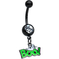 BodyCandy Clear Gem Black Green No2 Boo Ghost Halloween Dangle Belly Ring — main product shot