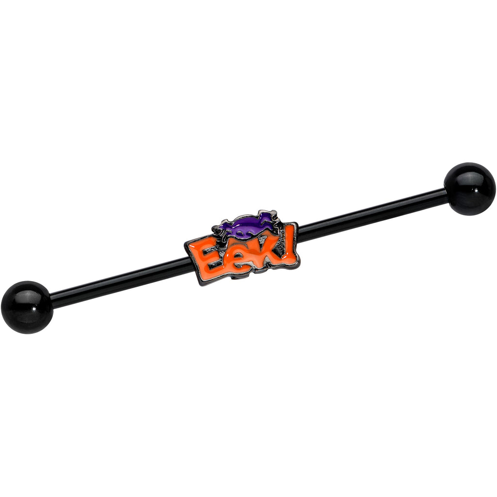 BodyCandy 14G Black Eek Purple Spider Halloween Industrial Barbell 38mm — main product shot