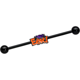 14G Black Eek Purple Spider Halloween Industrial Barbell 38mm
