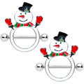 BodyCandy 14G 9/16 Dapper Holiday Snowman Christmas Nipple Shield Set — main product shot