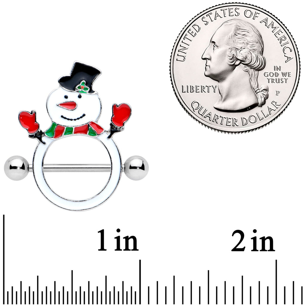 BodyCandy 14G 9/16 Dapper Holiday Snowman Christmas Nipple Shield Set — detail close-up