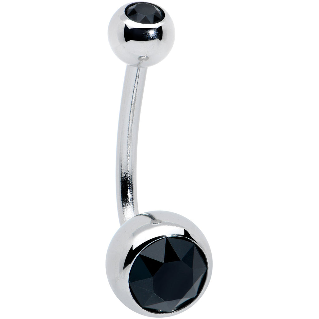 BodyCandy Black Gem J Curve Belly Ring — main product shot