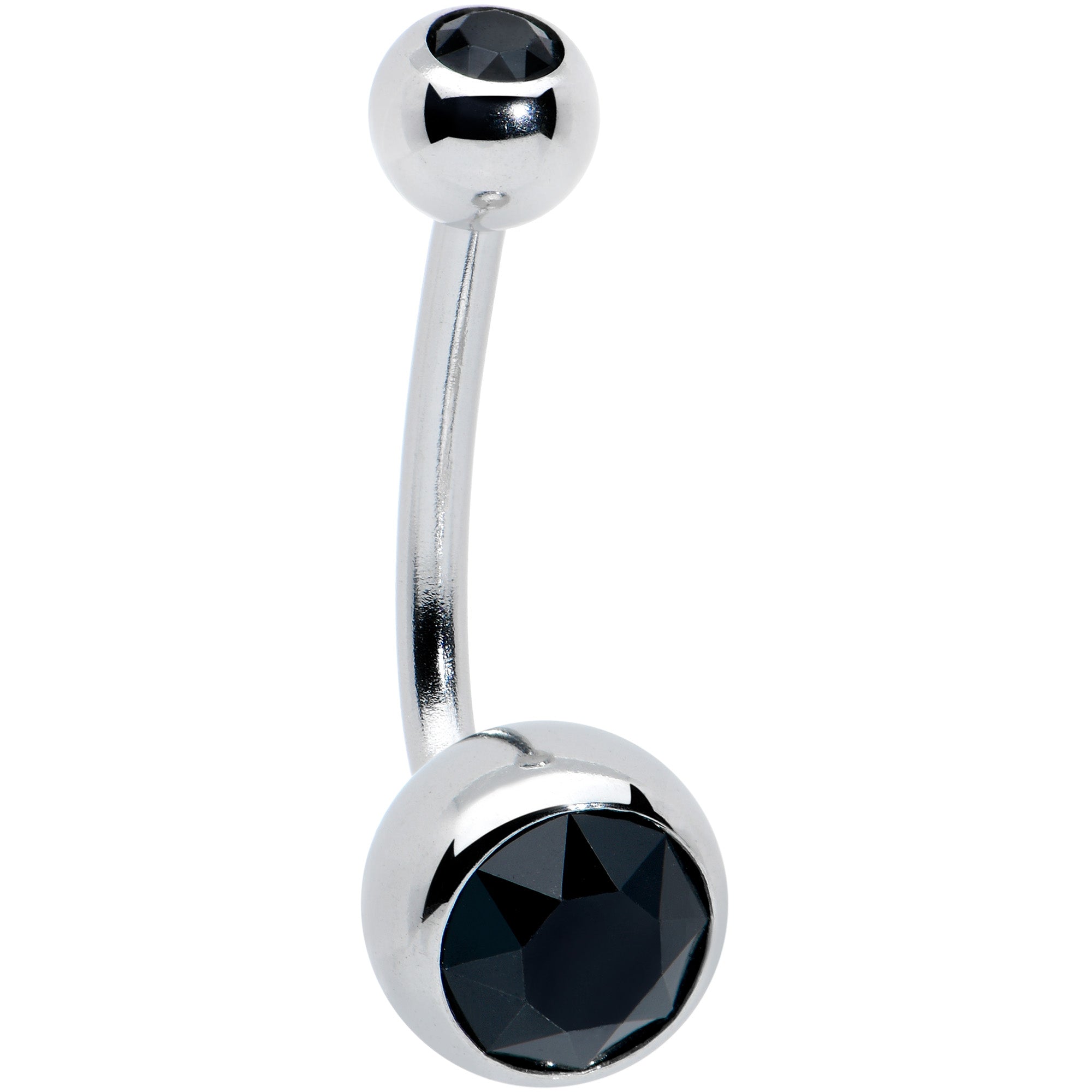 BodyCandy Black Gem J Curve Belly Ring — main product shot
