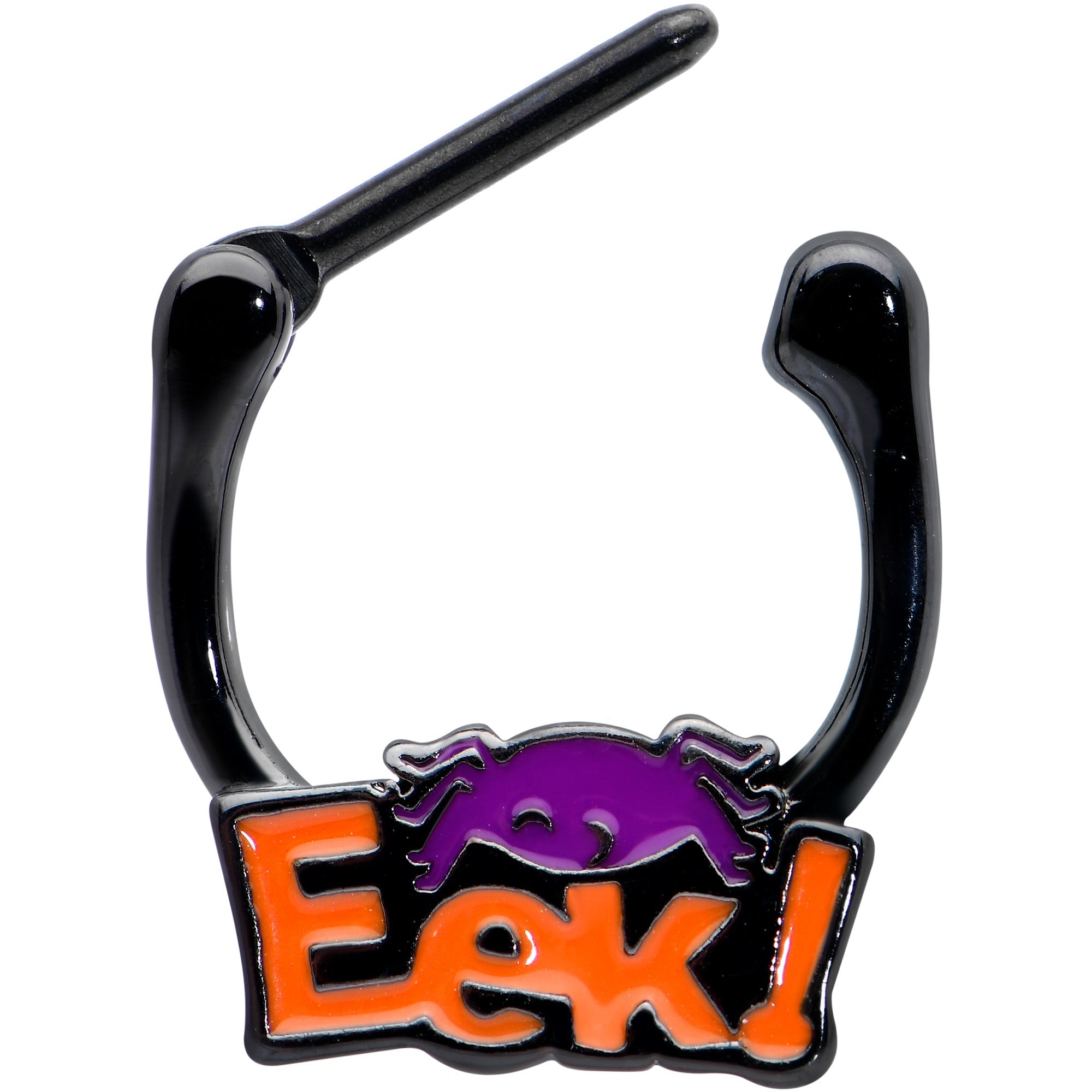 BodyCandy 16G 5/16 Black Eek Purple Spider Halloween Cartilage Clicker — detail close-up