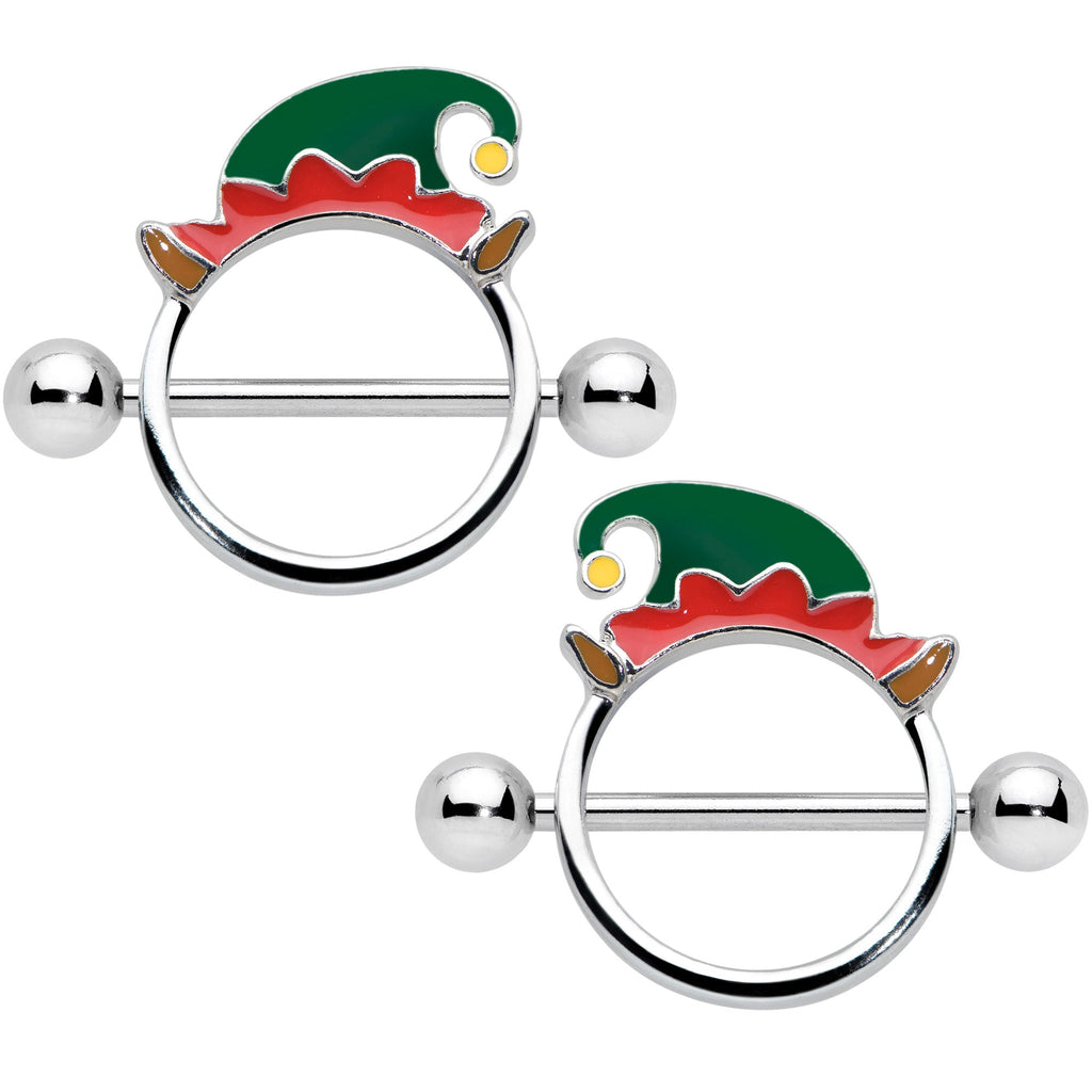 BodyCandy 14G 9/16 Holiday Elf Hat Christmas Nipple Shield Set — main product shot