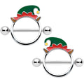 BodyCandy 14G 9/16 Holiday Elf Hat Christmas Nipple Shield Set — main product shot