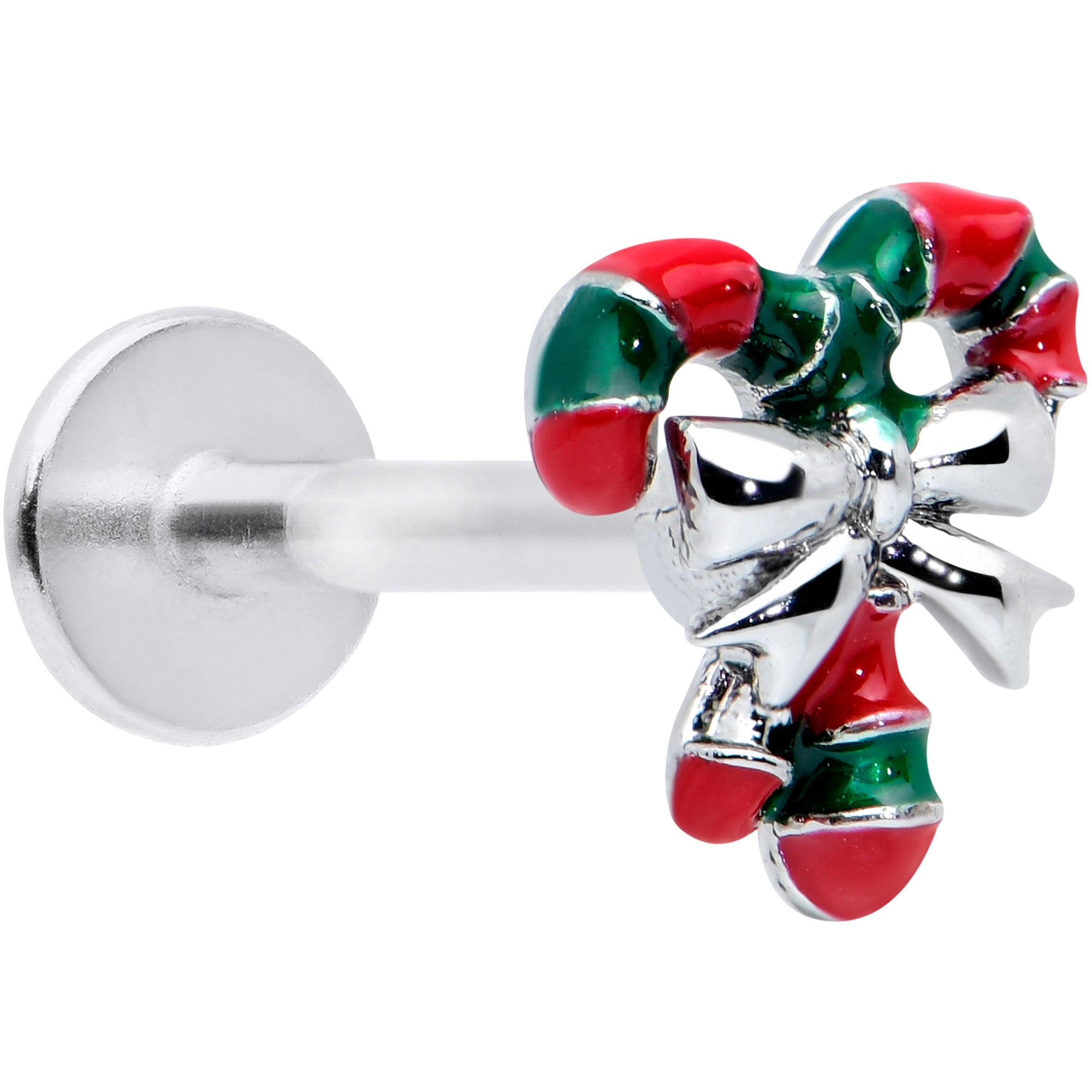 BodyCandy 16G 5/16 Pair of Candy Canes Christmas Labret Monroe Tragus — main product shot