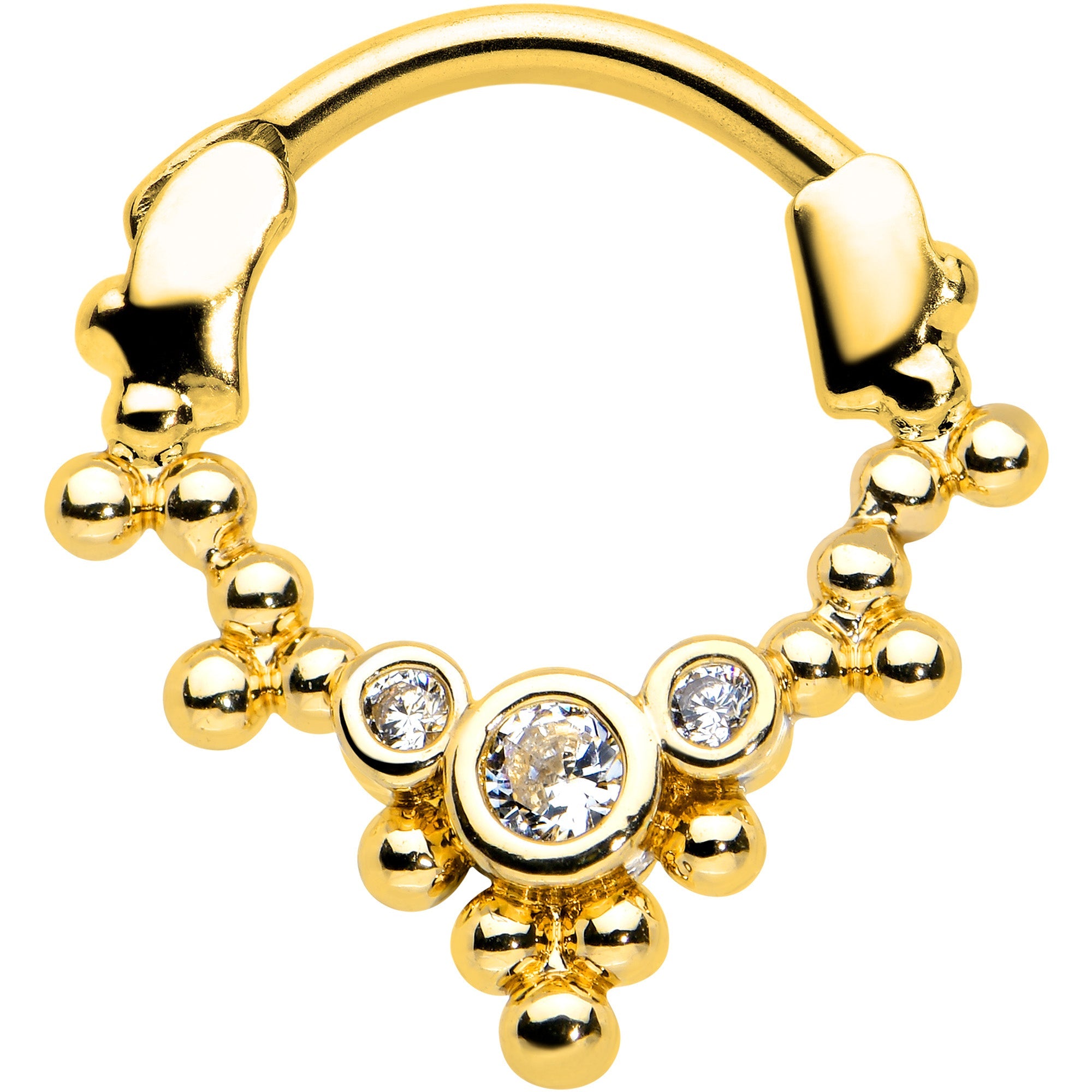 BodyCandy 16G 5/16 Clear CZ Gem Gold Tone Princess Cartilage Clicker — main product shot