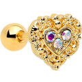 BodyCandy 16G 1/4 Aurora Gem Gold Tone Baroque Heart Cartilage Tragus — main product shot