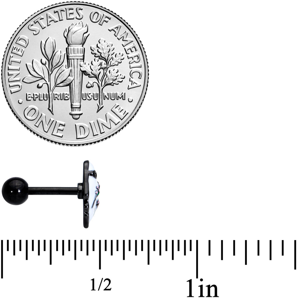 BodyCandy 16G 1/4 Black Hipster Ghost Halloween Tragus Cartilage Earring — side view