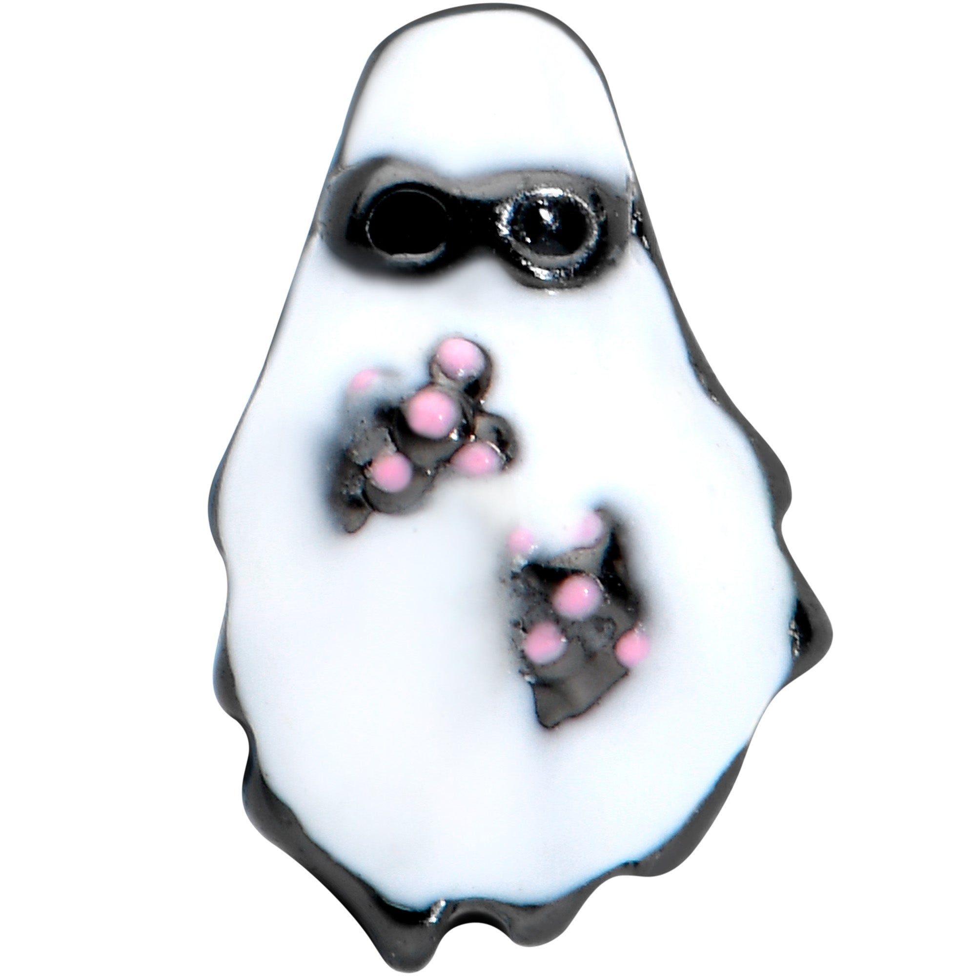 BodyCandy 20G 1/4 Black Hipster Ghost Halloween Nose Bone — detail close-up