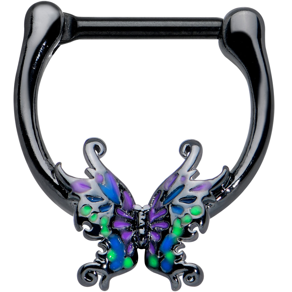BodyCandy 16G 5/16 Black Fantasy Faerie Wings Cartilage Clicker — main product shot