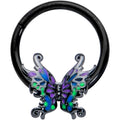BodyCandy 16G 3/8 Black Fantasy Faerie Wings Hinged Segment Ring — main product shot