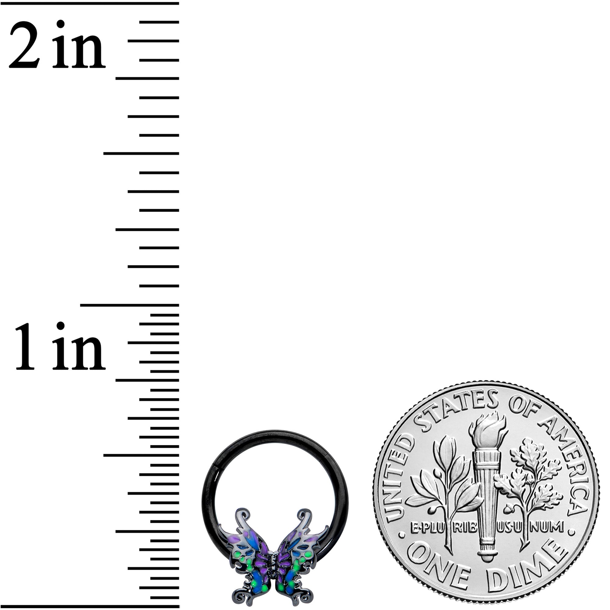 BodyCandy 16G 3/8 Black Fantasy Faerie Wings Hinged Segment Ring — lifestyle context