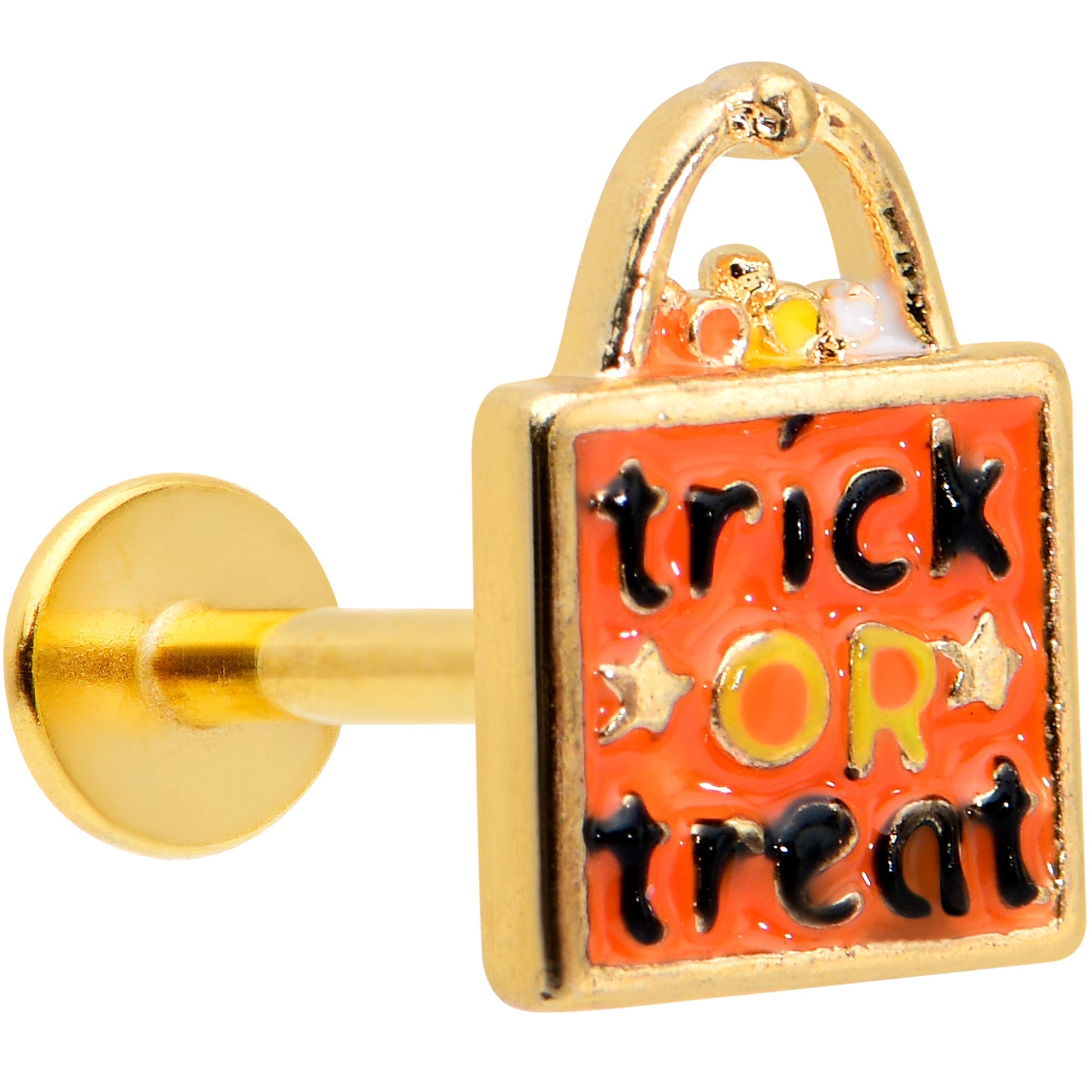 BodyCandy 16G 5/16 Gold Tone Trick or Treat Halloween Labret Monroe Tragus — main product shot