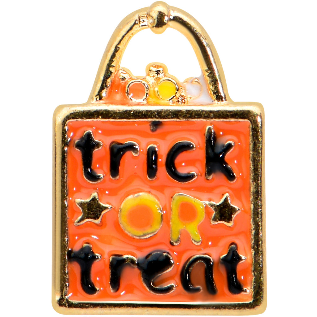 BodyCandy 16G 5/16 Gold Tone Trick or Treat Halloween Labret Monroe Tragus — detail close-up