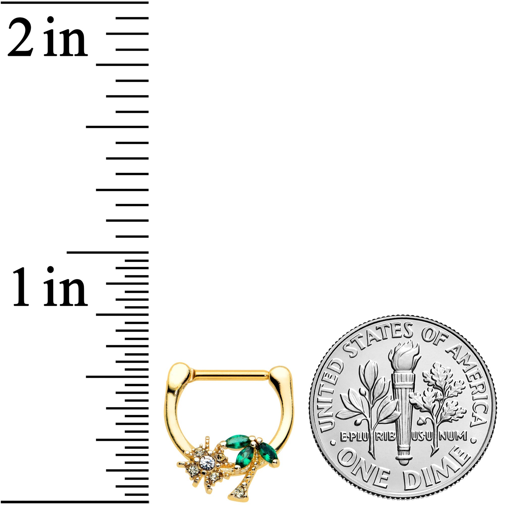 BodyCandy 16G 5/16 Green Gem Gold Tone Sun Palm Tree Cartilage Clicker Ring — lifestyle context