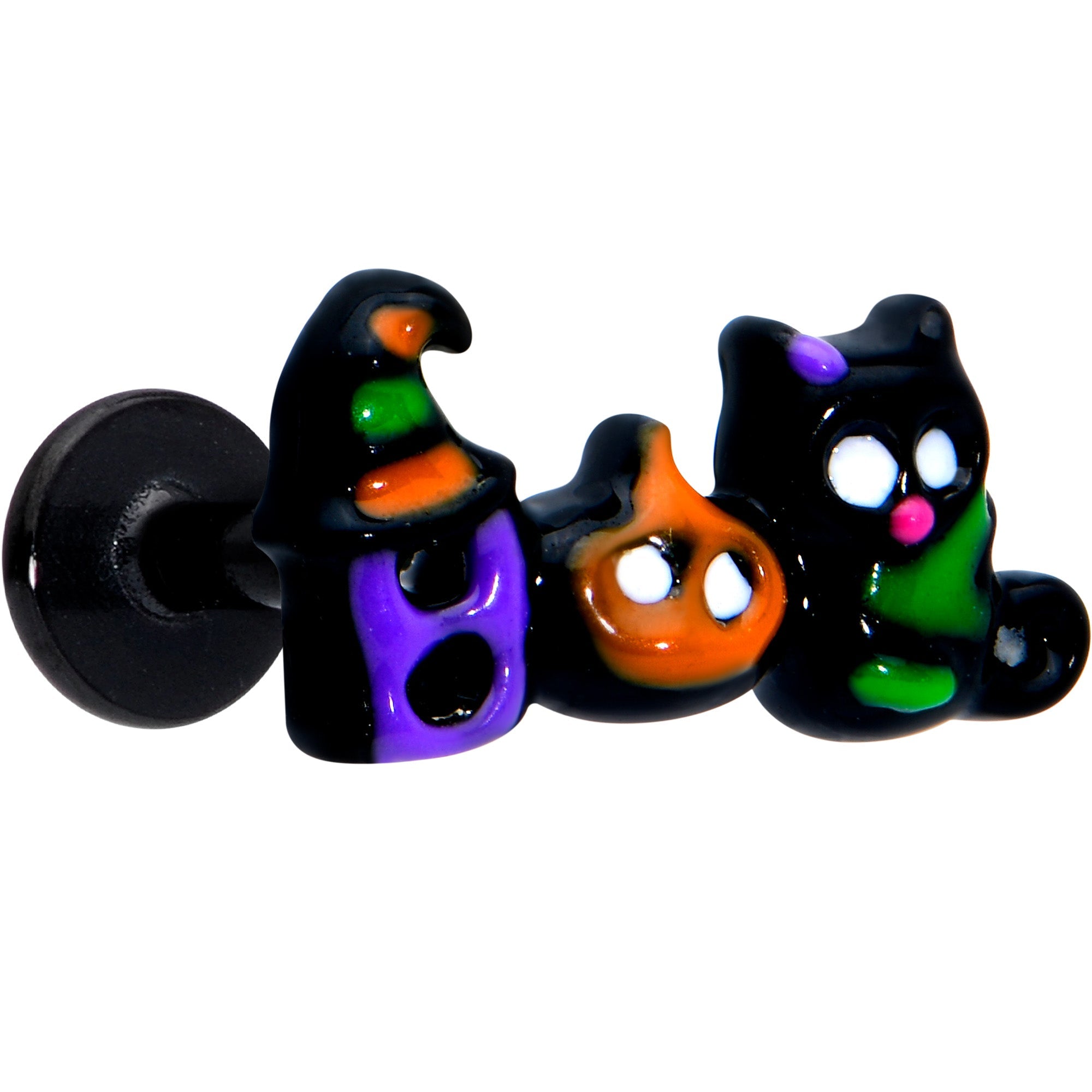 BodyCandy 16G 5/16 Black Boo Party Halloween Labret Monroe Tragus — main product shot