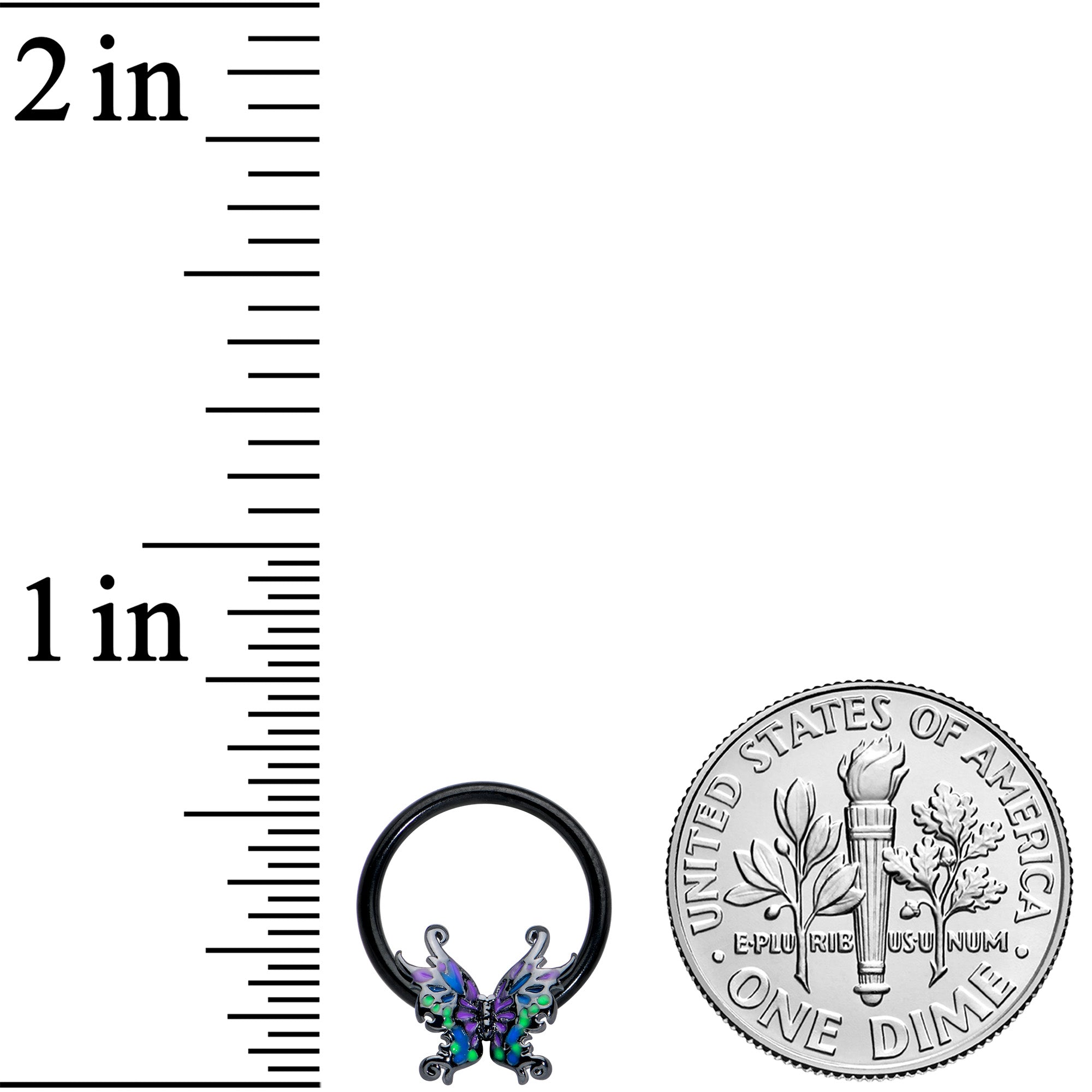 BodyCandy 16G 3/8 Black Fantasy Faerie Wings BCR Captive Ring — lifestyle context