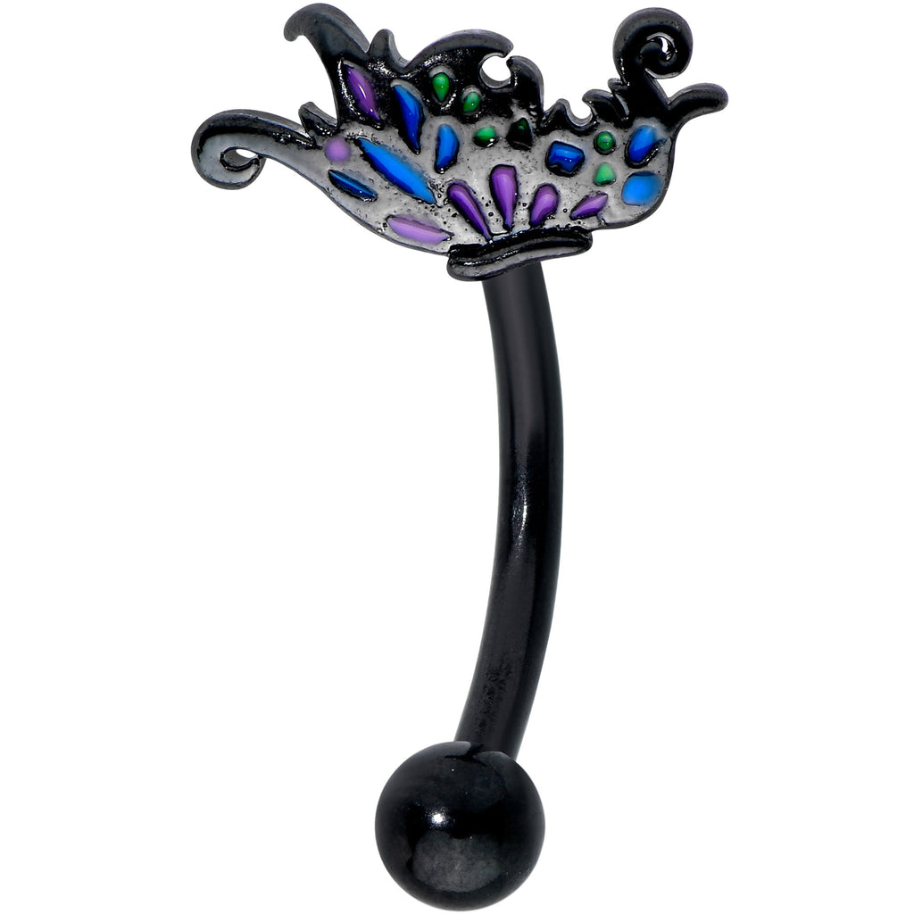 BodyCandy 16G 5/16 Black Fantasy Faerie Wings Curved Eyebrow Ring — main product shot