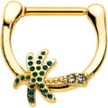 BodyCandy 16G 5/16 Clear Gem Gold Tone Retro Palm Tree Cartilage Clicker — main product shot