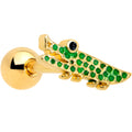 BodyCandy 16G 1/4 Gold Tone Green Hungry Alligator Cartilage Tragus Earring — main product shot