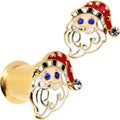 BodyCandy Color Gem Gold Tone Snazzy Santa Christmas Double Flare Plug Set — back view