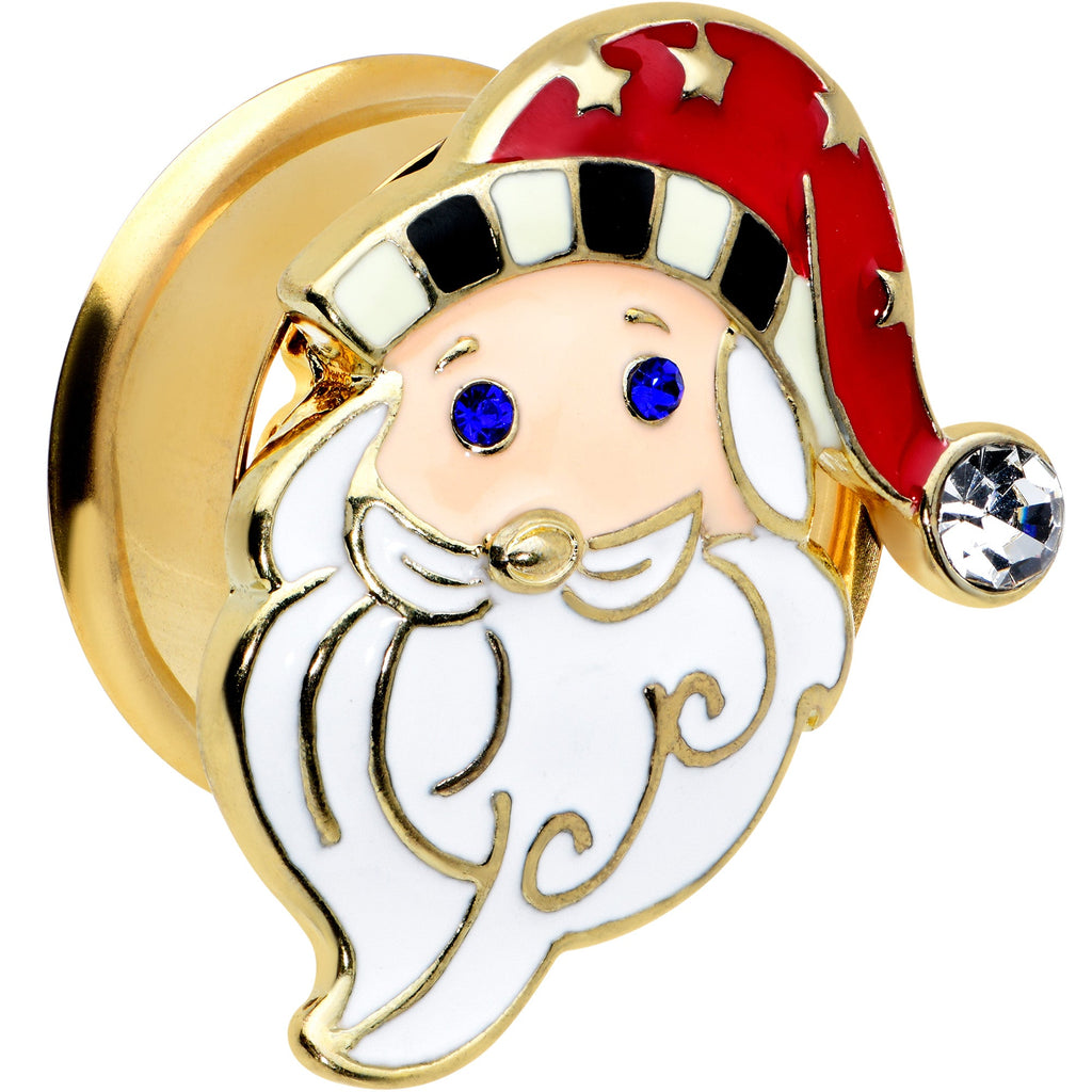 BodyCandy Color Gem Gold Tone Snazzy Santa Christmas Double Flare Plug Set — lifestyle context