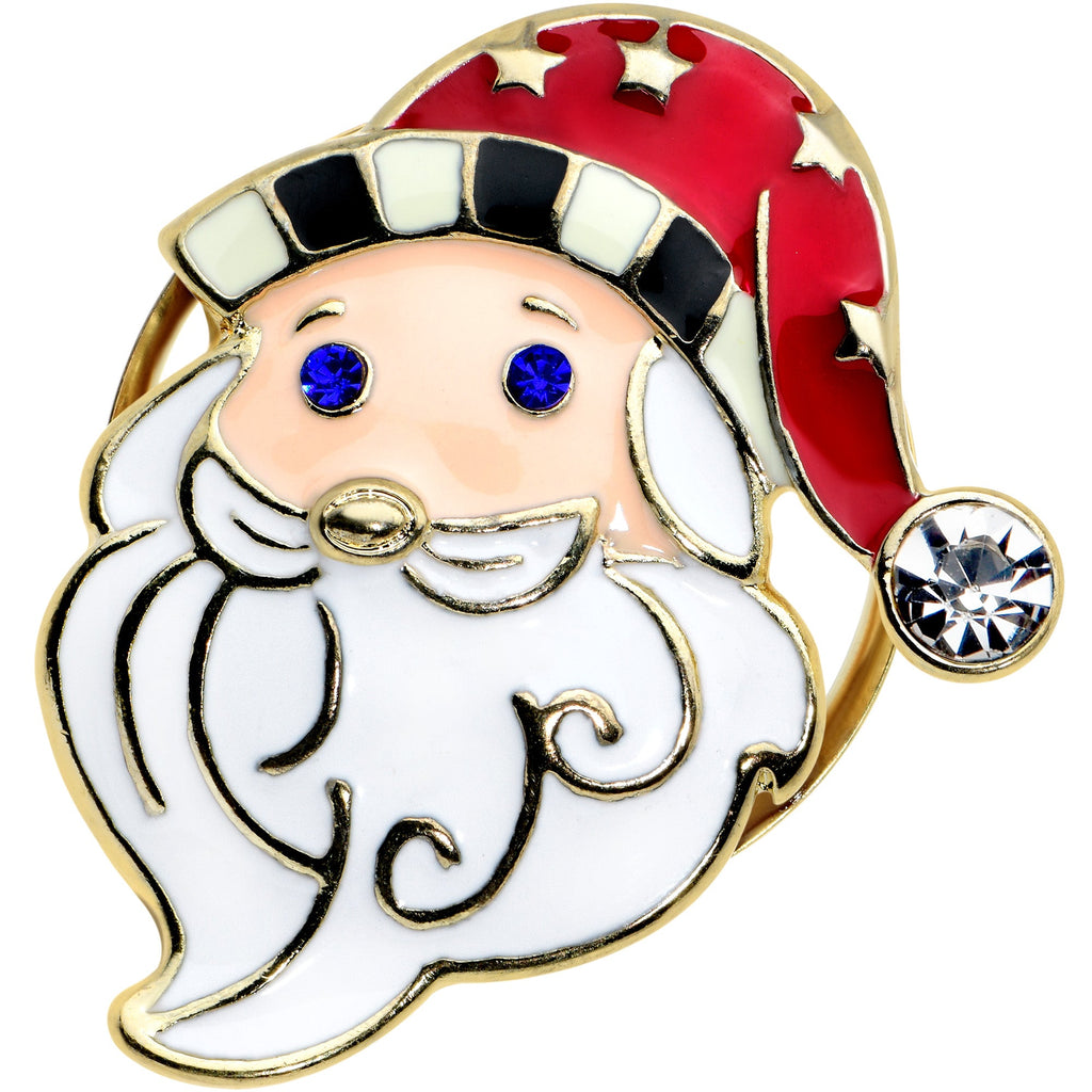 BodyCandy Color Gem Gold Tone Snazzy Santa Christmas Double Flare Plug Set — side view