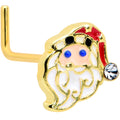 BodyCandy 20G 7mm Clear Gem Gold Tone Santa Christmas L Shape Nose Ring — main product shot