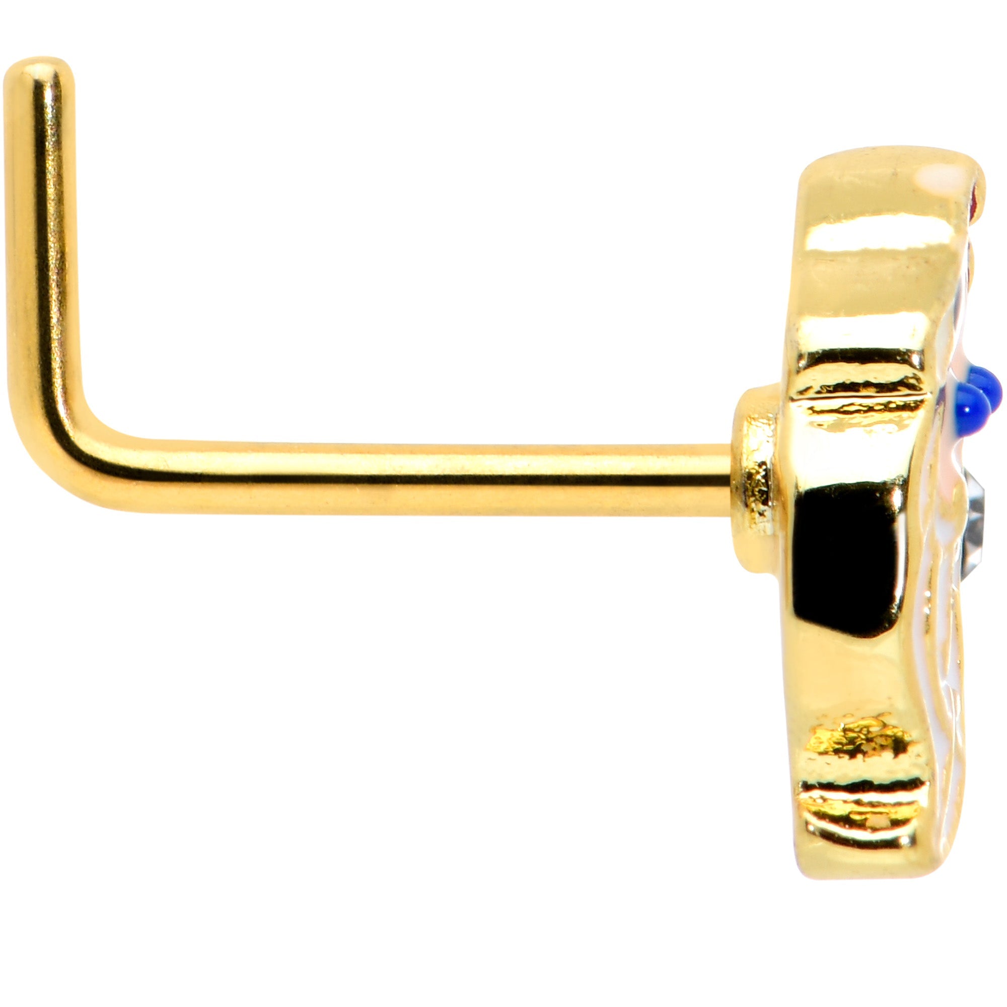 BodyCandy 20G 7mm Clear Gem Gold Tone Santa Christmas L Shape Nose Ring — lifestyle context