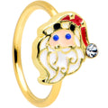 BodyCandy 20G 5/16 Clear Gem Gold Tone Snazzy Santa Christmas Nose Hoop — main product shot