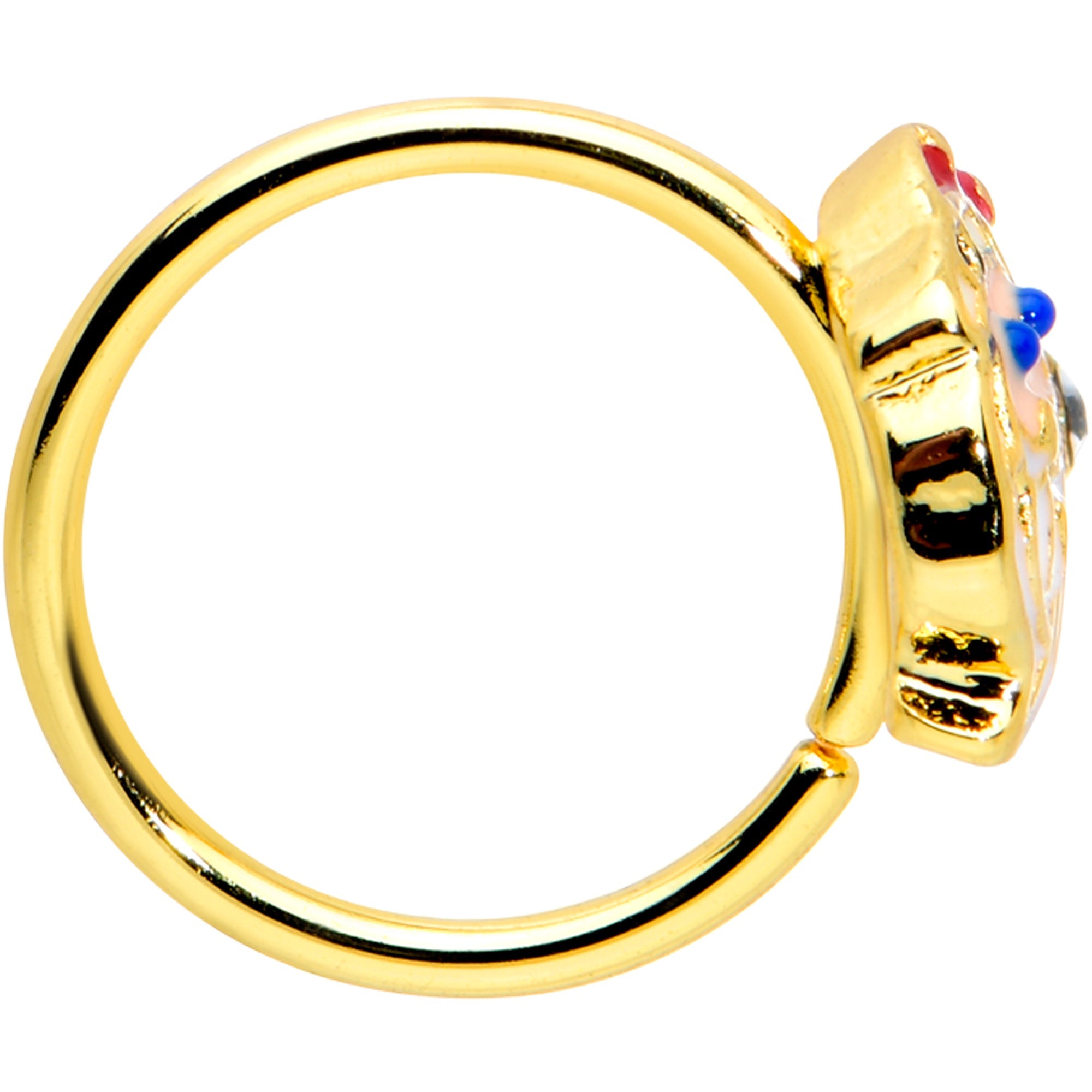 BodyCandy 20G 5/16 Clear Gem Gold Tone Snazzy Santa Christmas Nose Hoop — lifestyle context