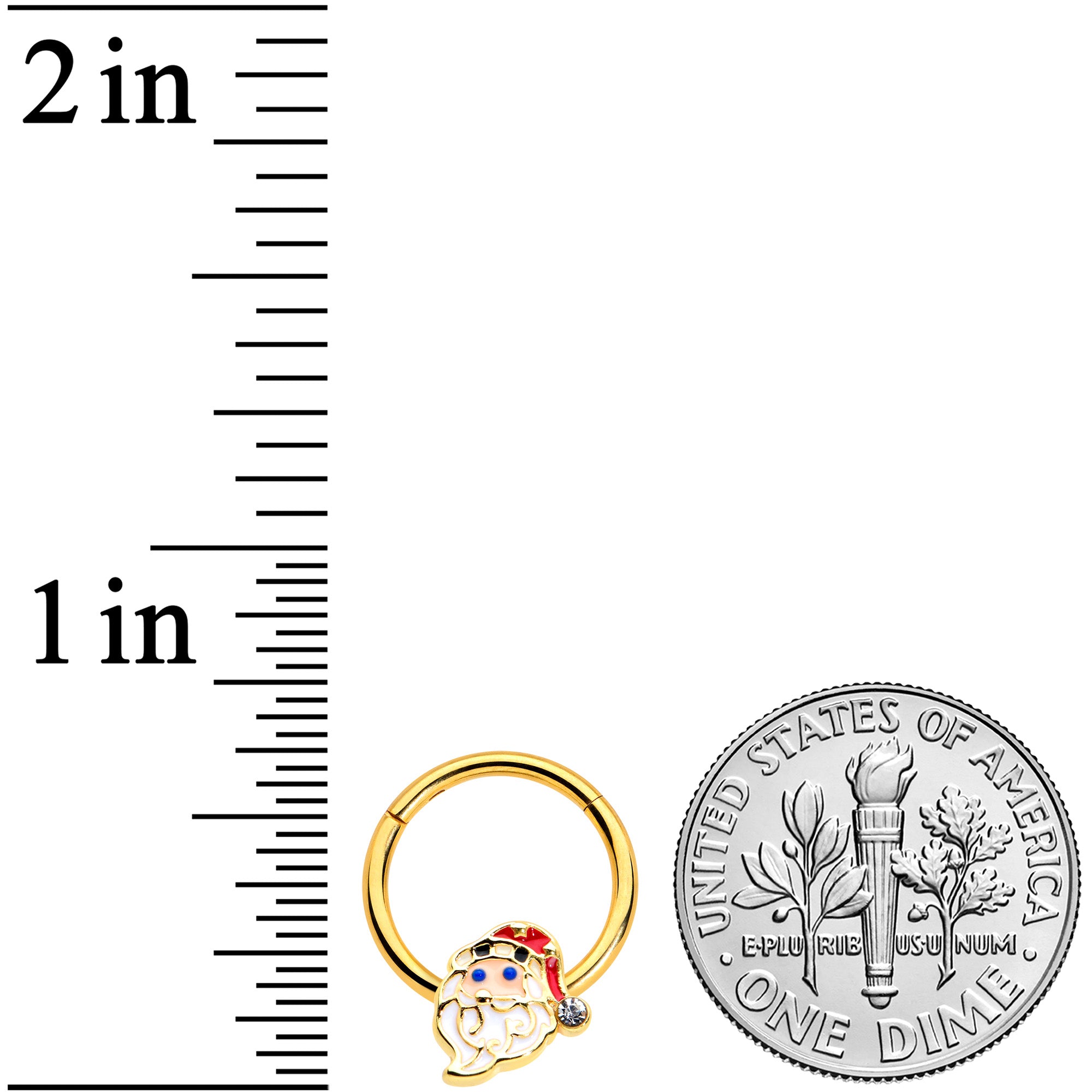 BodyCandy 16G 3/8 Clear Gem Gold Tone Santa Christmas Hinged Segment Ring — lifestyle context