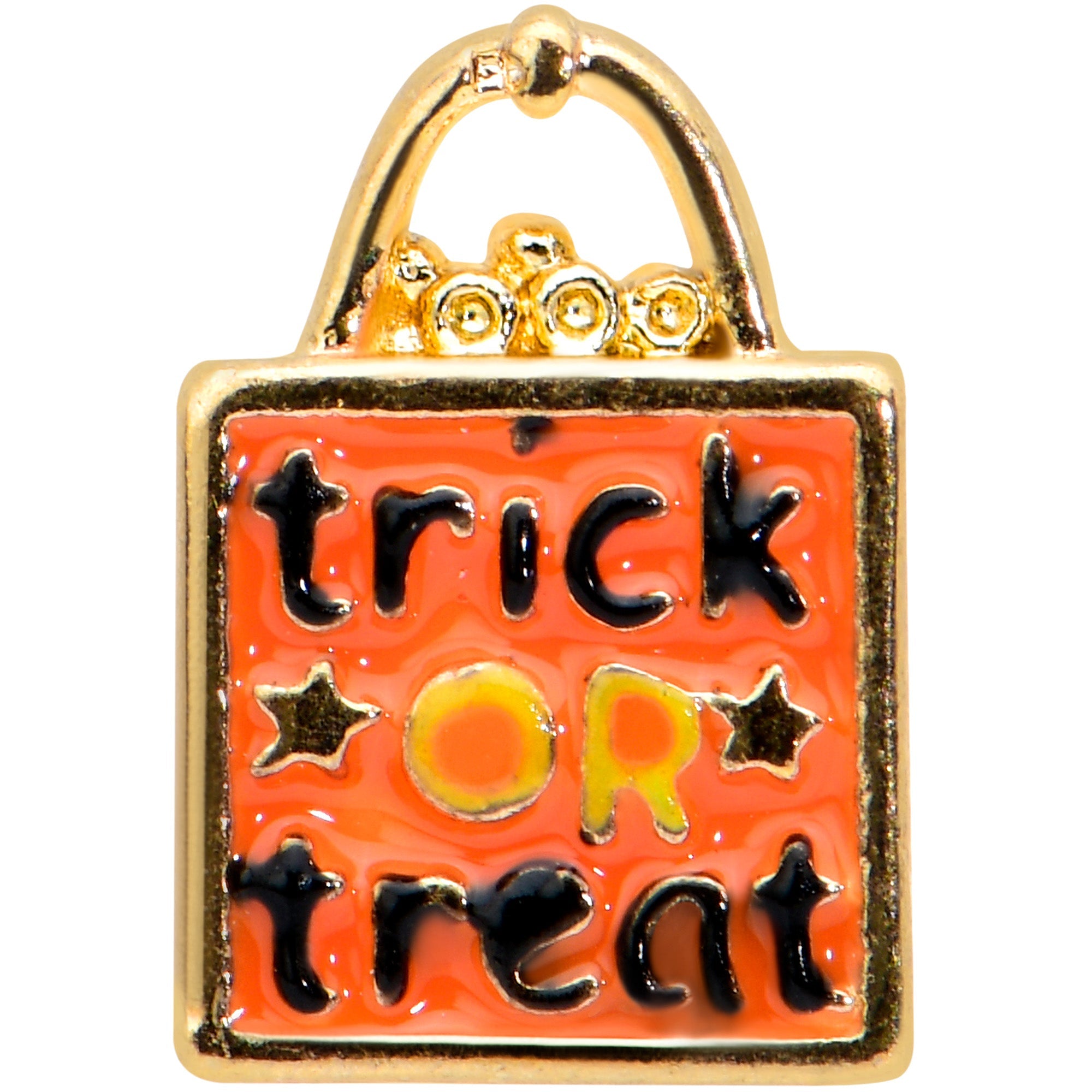 BodyCandy 20G 1/4 Trick or Treat Orange Halloween Nose Bone — detail close-up