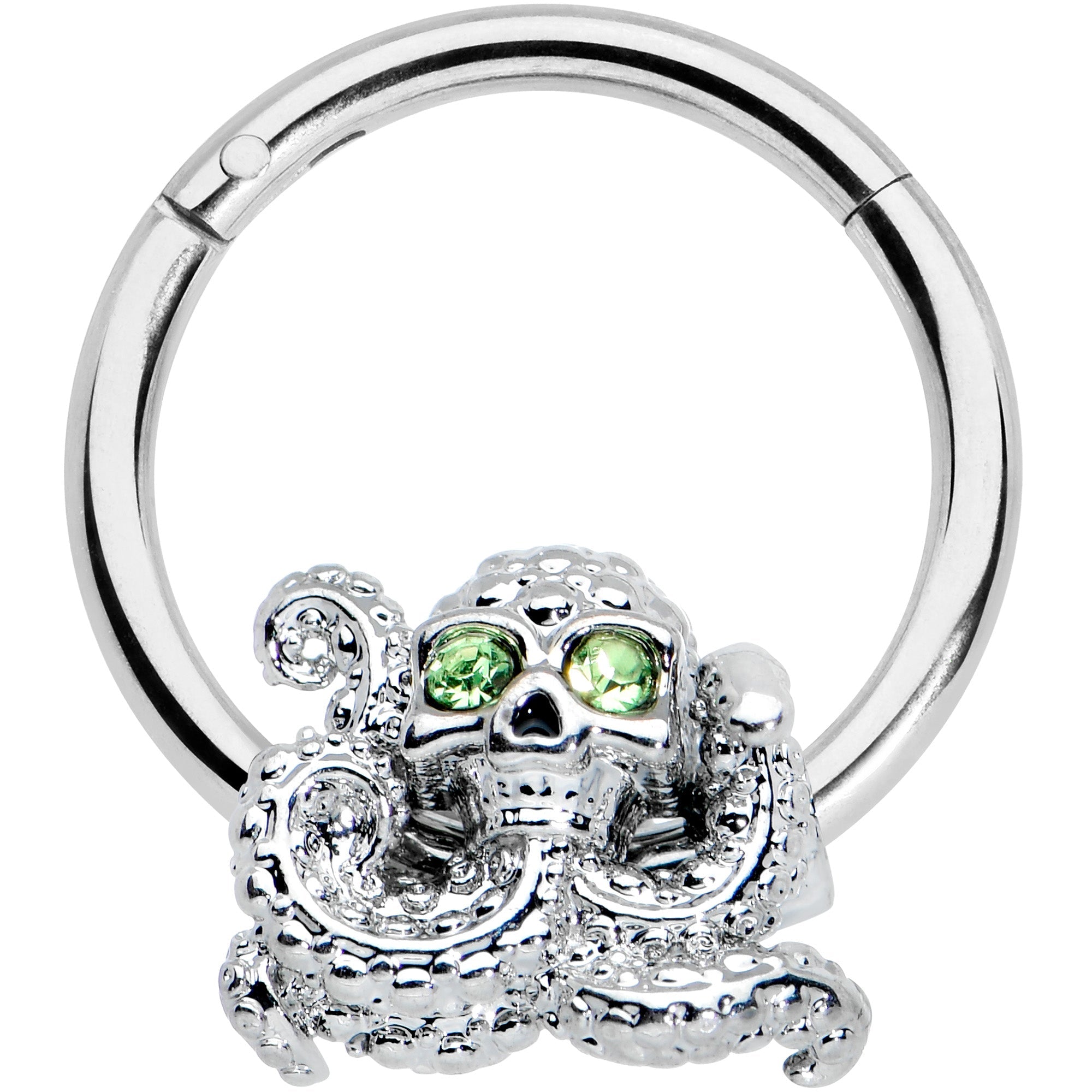 BodyCandy 16G 3/8 Green Gem Sunglasses Octopus Hinged Segment Ring — main product shot