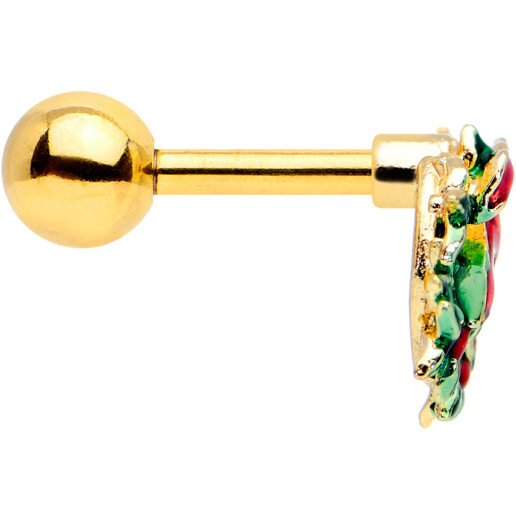 BodyCandy 16G 1/4 Gold Tone Festive Bow Wreath Christmas Cartilage Tragus — lifestyle context