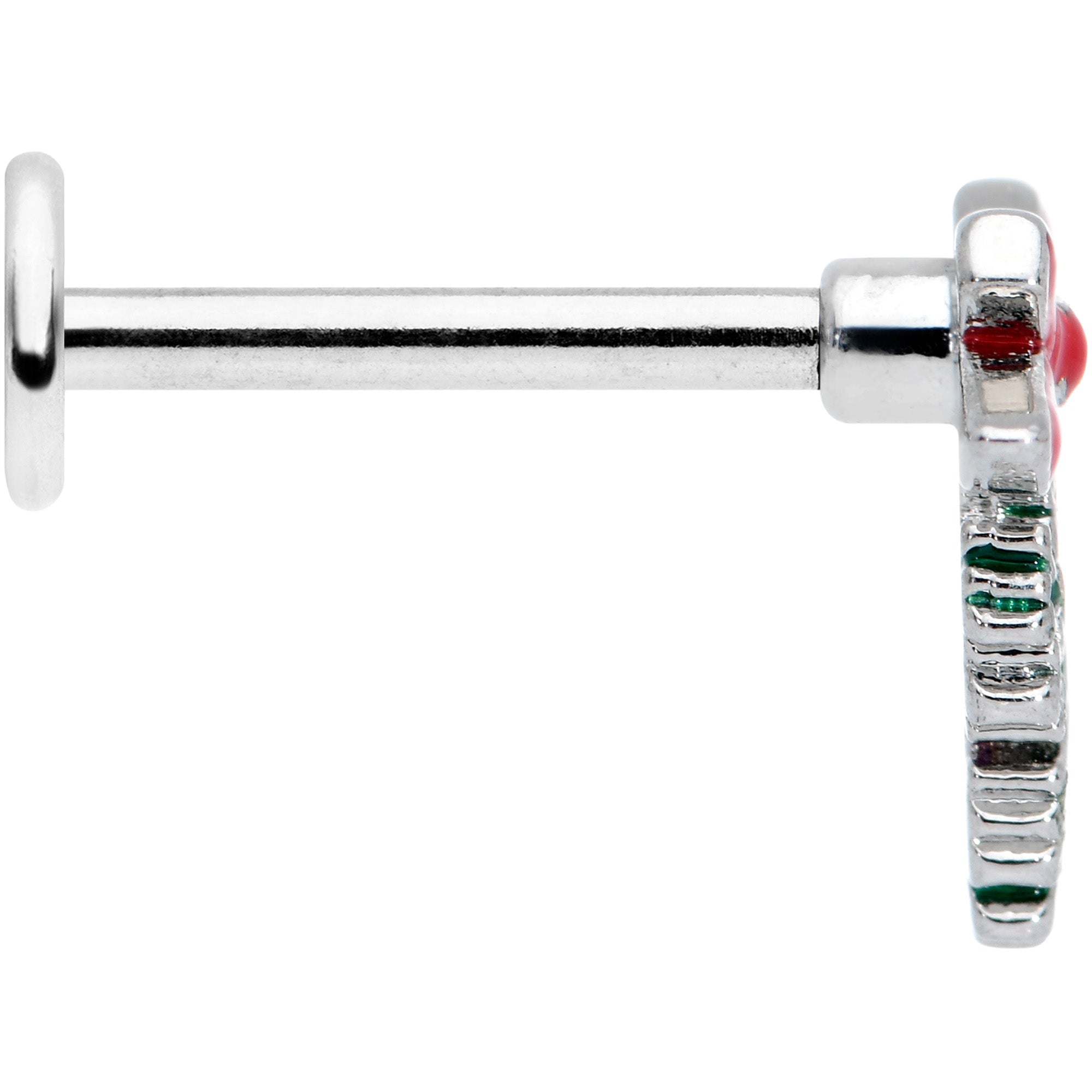 BodyCandy 16G 5/16 Red Bow Pine Bough Christmas Labret Monroe Tragus — lifestyle context
