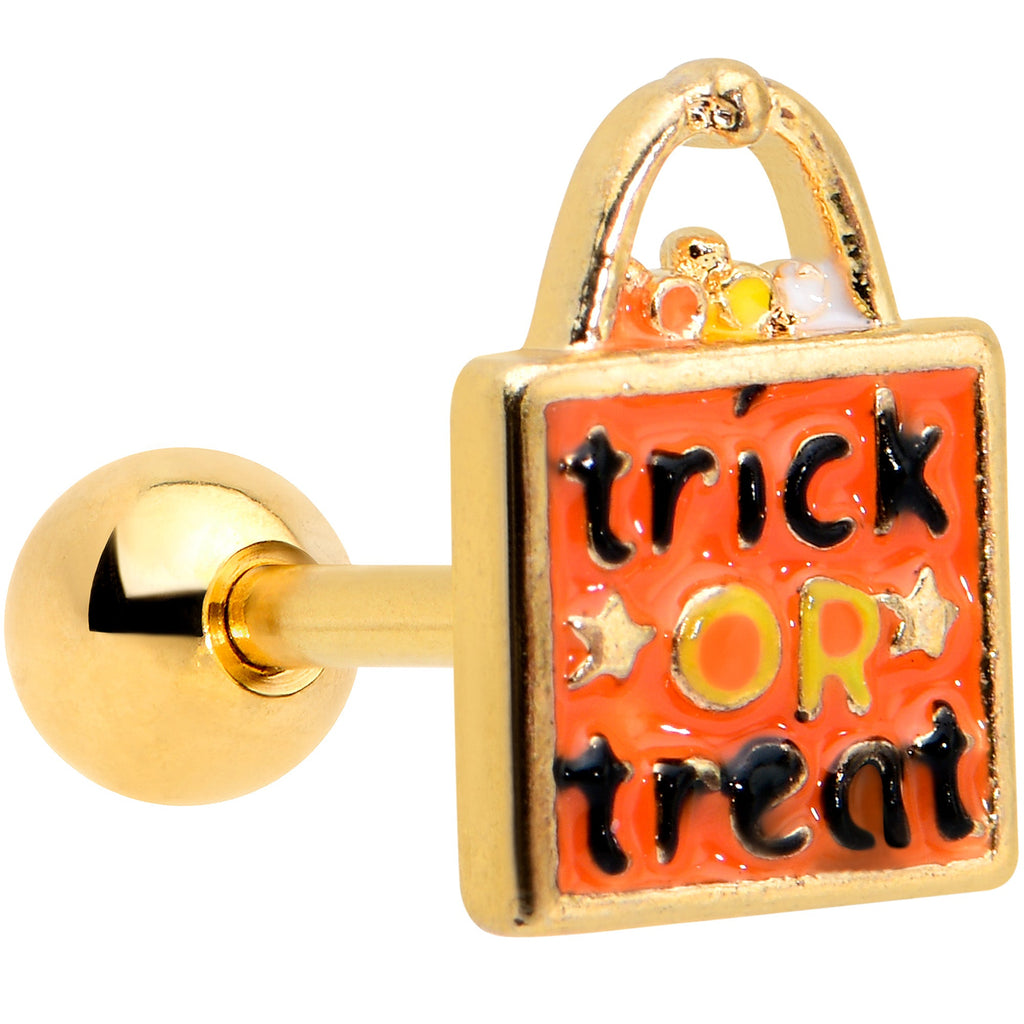 BodyCandy 16G 1/4 Gold Tone Trick or Treat Halloween Cartilage Tragus — main product shot