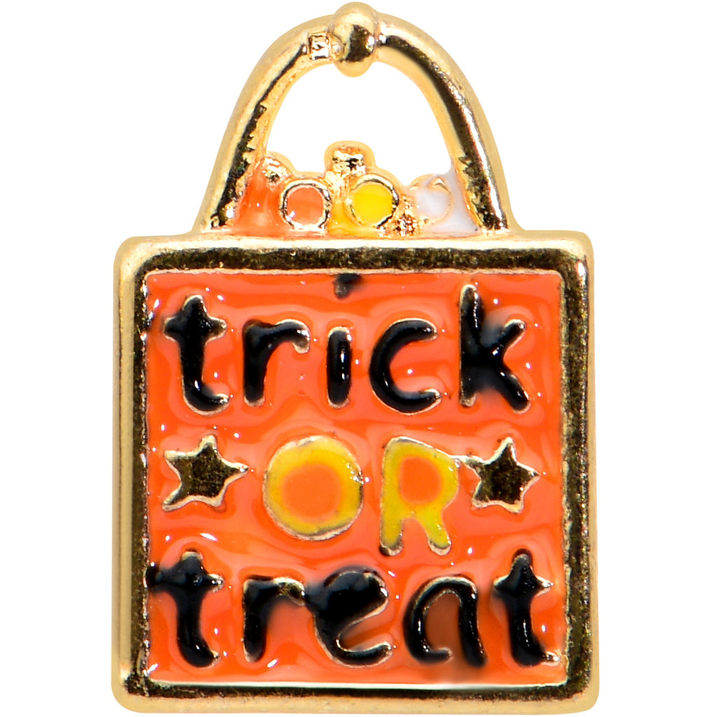 BodyCandy 16G 1/4 Gold Tone Trick or Treat Halloween Cartilage Tragus — detail close-up