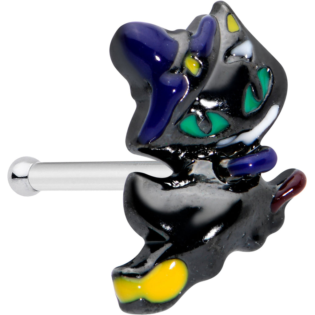 BodyCandy 20G 1/4 Witch Flying Cat Halloween Nose Bone — main product shot