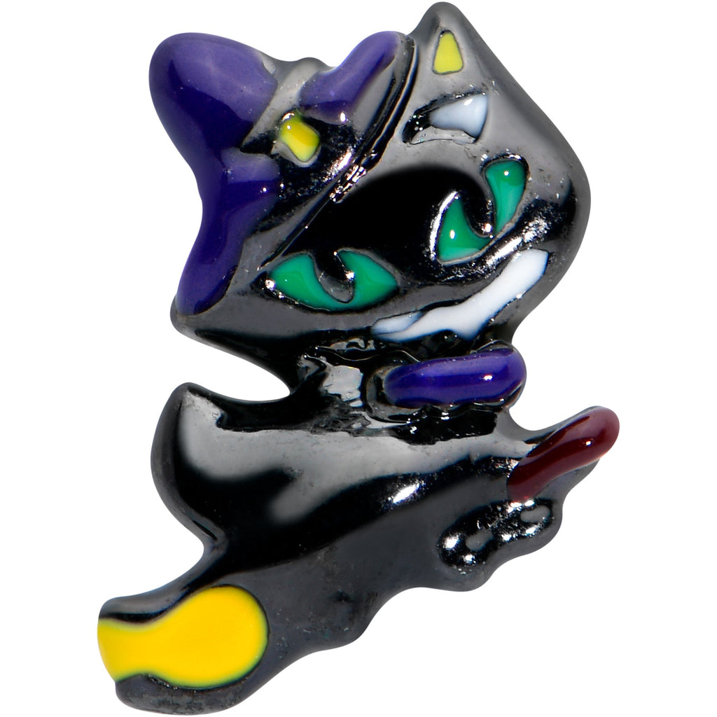 BodyCandy 20G 1/4 Witch Flying Cat Halloween Nose Bone — detail close-up