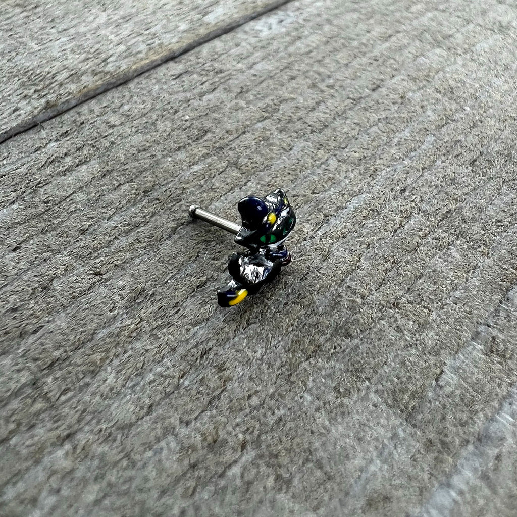 BodyCandy 20G 1/4 Witch Flying Cat Halloween Nose Bone — alternative angle