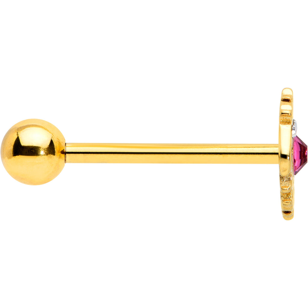 BodyCandy Pink Clear Gem Gold Tone Lace Love Barbell Tongue Ring — lifestyle context