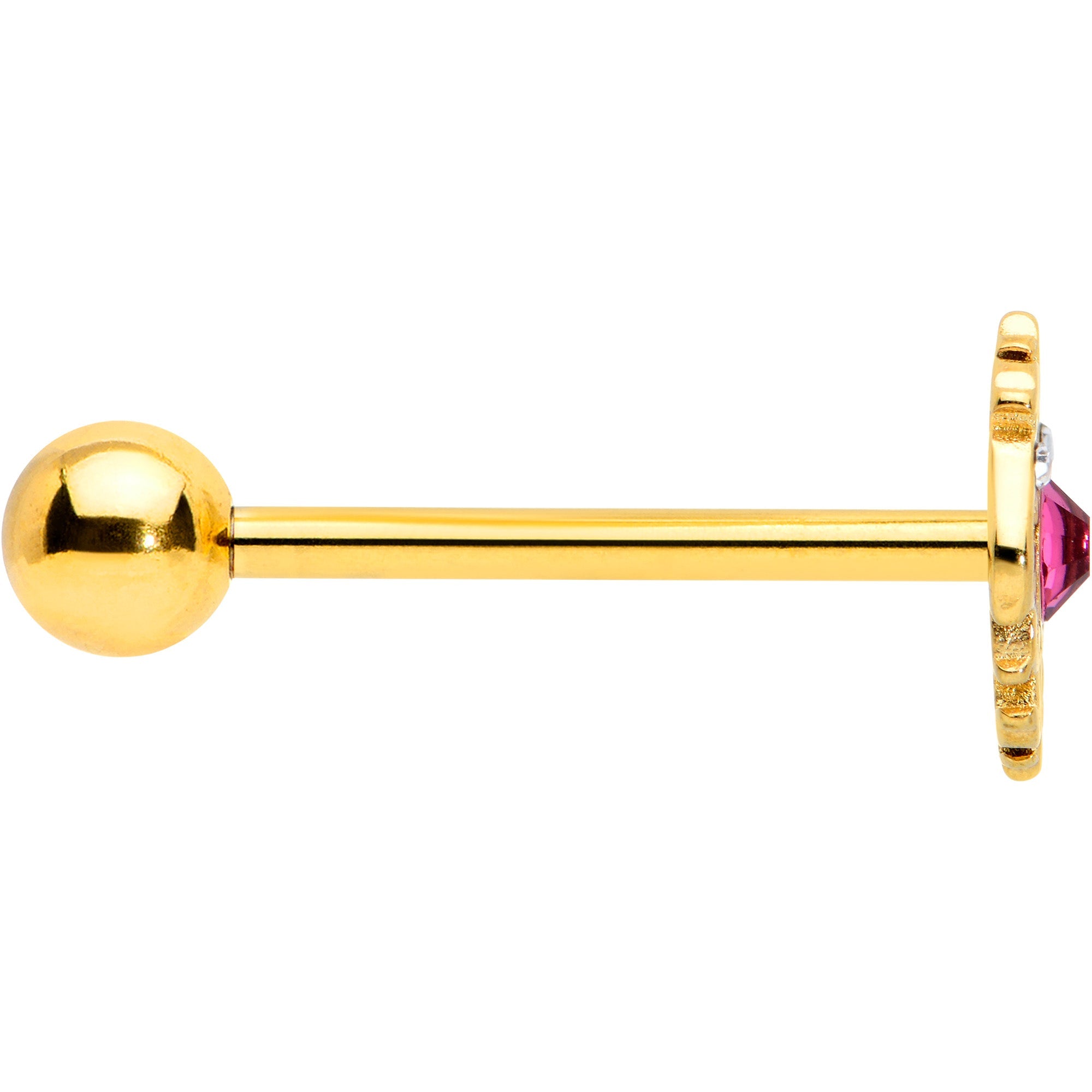 BodyCandy Pink Clear Gem Gold Tone Lace Love Barbell Tongue Ring — lifestyle context