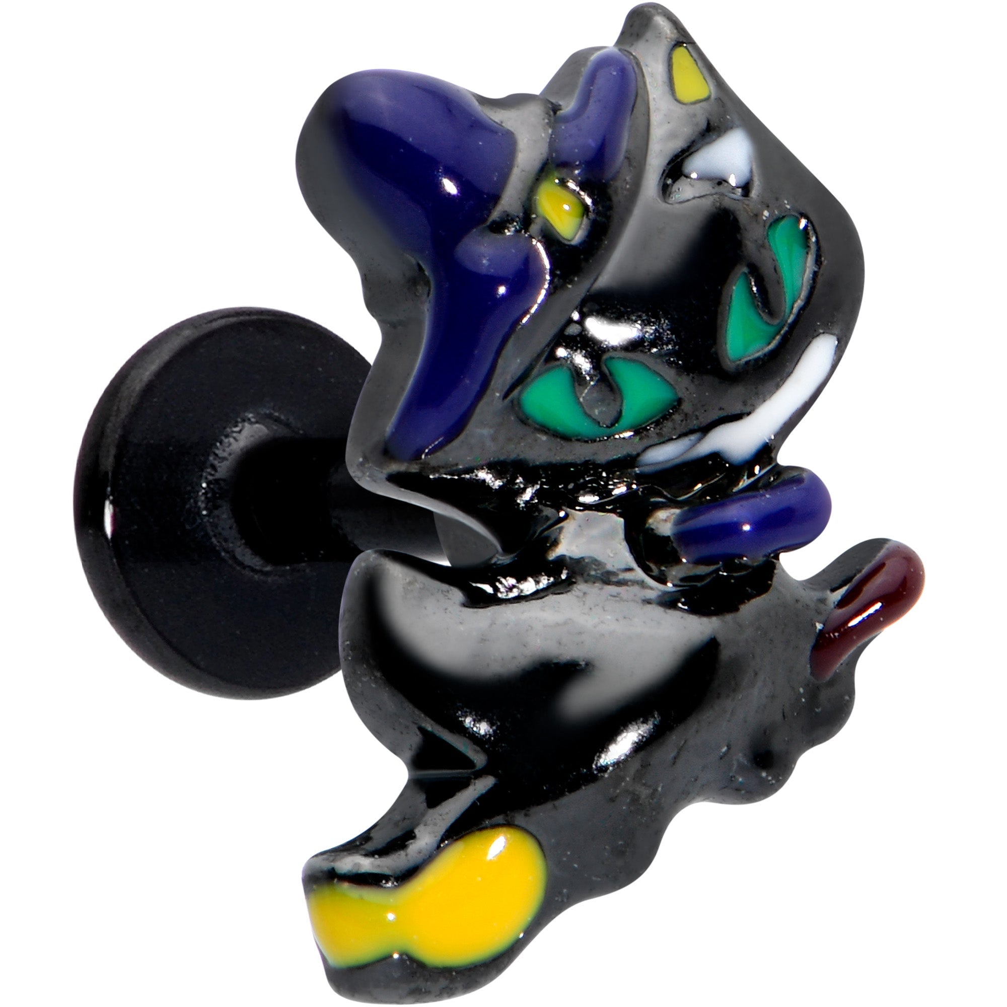 BodyCandy 16G 1/4 Black Witch Cat Halloween Labret Monroe Tragus — main product shot