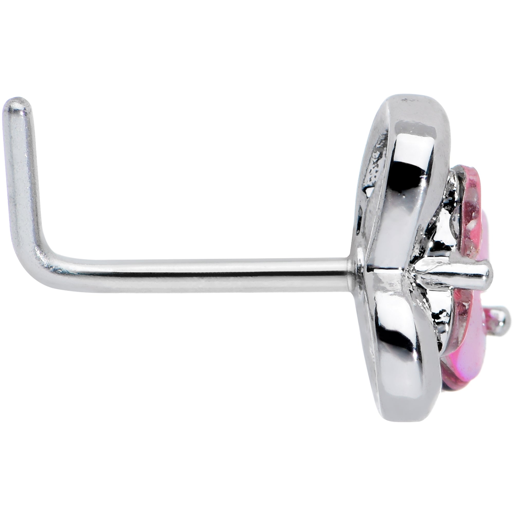 BodyCandy 20G 7mm Heart Pink Butterfly L Shape Nose Ring — lifestyle context
