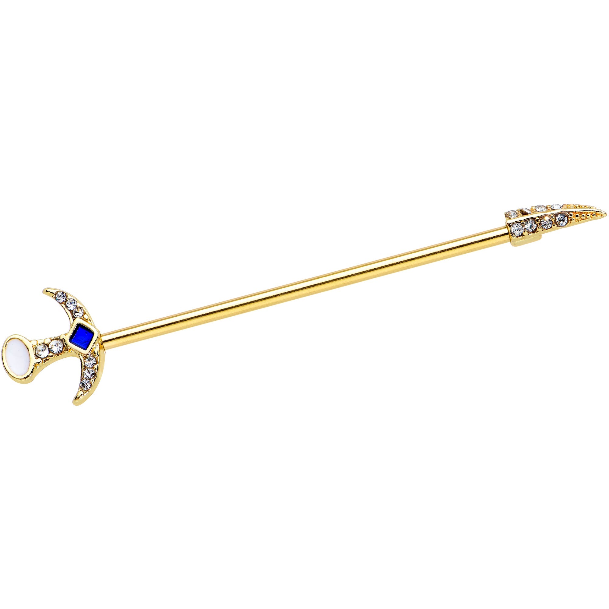 BodyCandy 14G Clear Gem Gold Tone Sabre Sword Industrial Barbell 38mm — main product shot