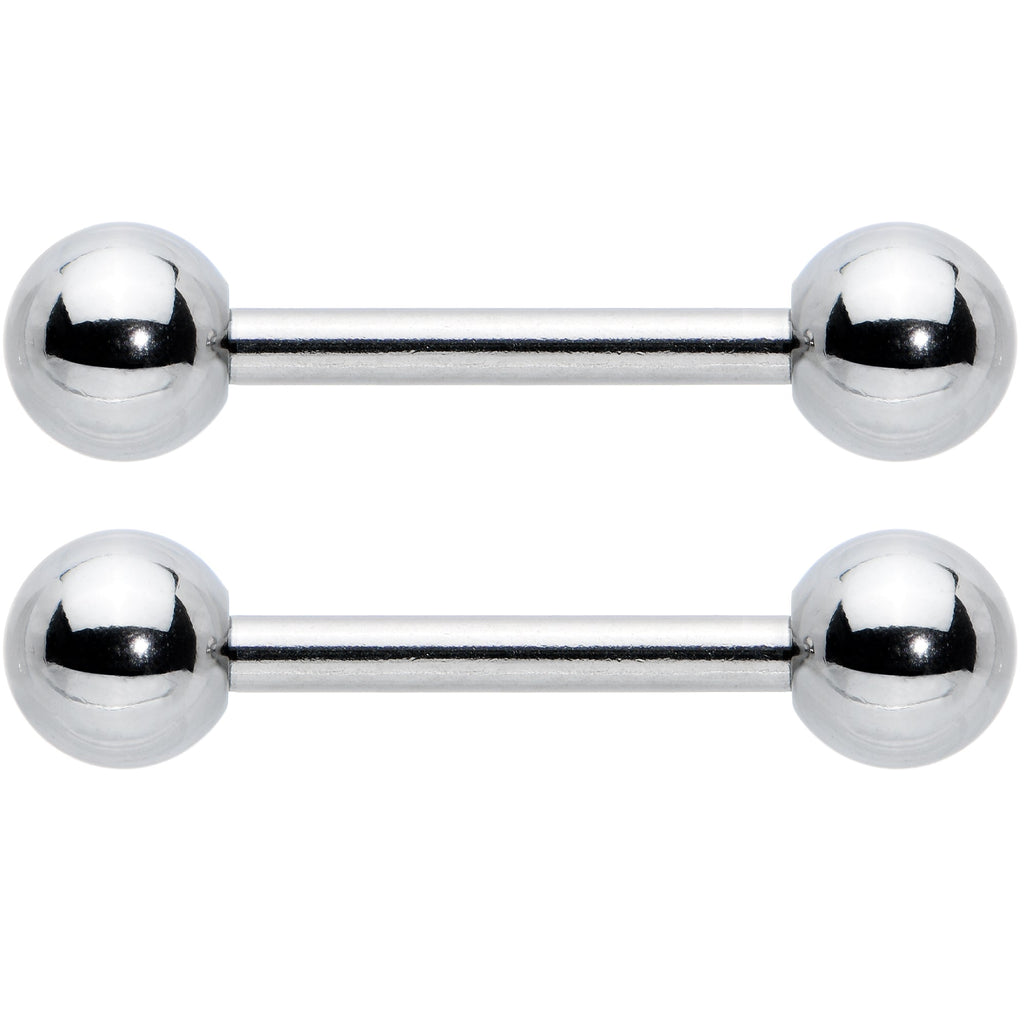 BodyCandy 14G 1/2 Simple Classic Barbell Nipple Ring Set — detail close-up