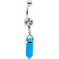 BodyCandy Clear Gem Turquoise Obelisk Dangle Belly Ring — main product shot